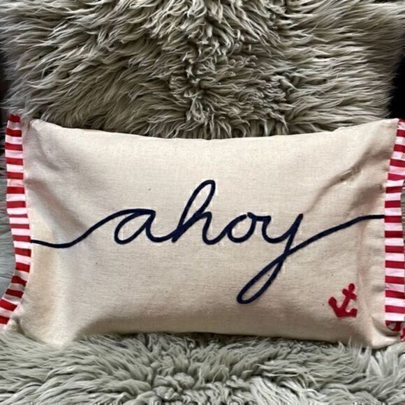 Ahoy decorative accent toss pillow. - Picture 1 of 4